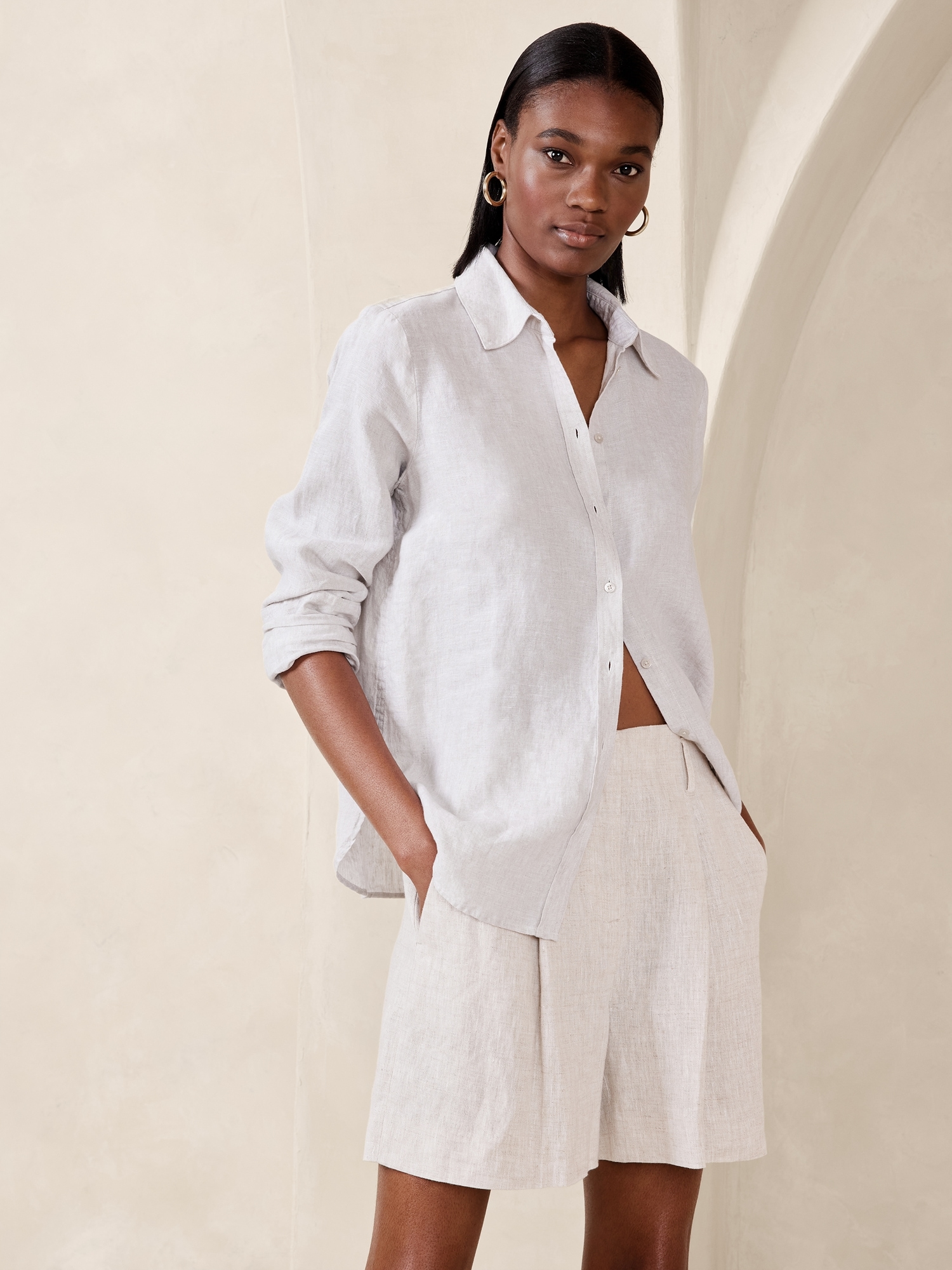 BANANA REPUBLIC THE PERFECT LINEN SHIRT INTERNATIONAL SHIPPING